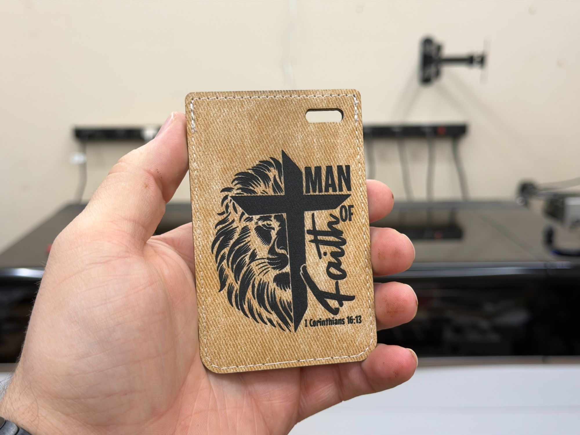 Denim Beige/Black Leatherette